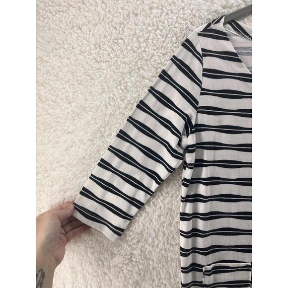 MONROW Women’s Medium T-Shirt Striped Pockets 3/4 Sleeve Basic Boat Neck Anthro - Picture 6 of 9